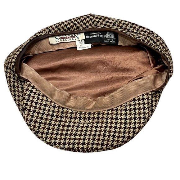 Vintage Schuman Sullivan Newsboy Cap 100% Pure Wool Medium Houndstooth Pattern M - Picture 5 of 5